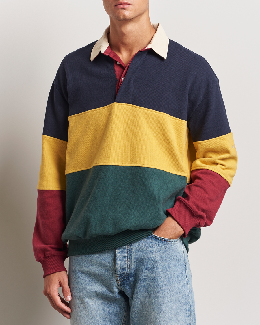 Heren | Truien | GANT | Sweat Color Block Heavy Rugger Evening Blue