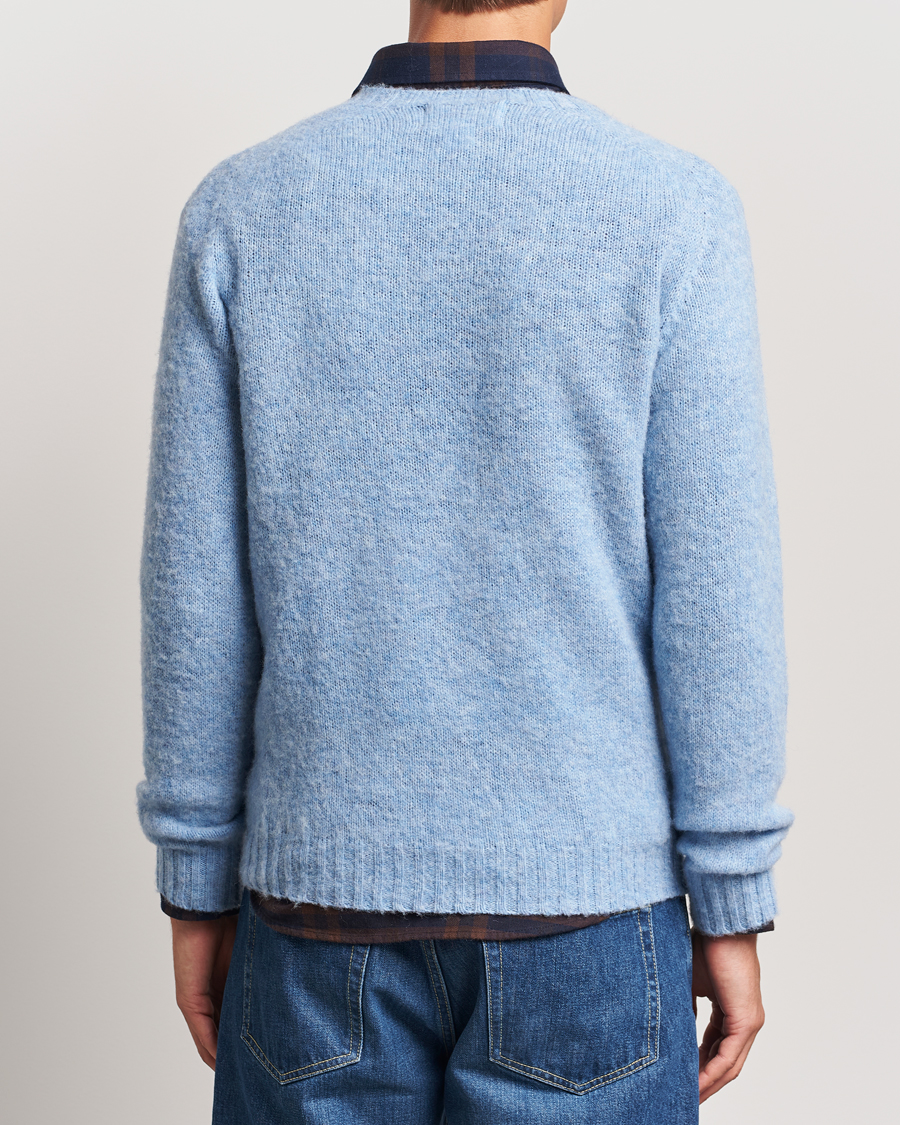 Heren | Truien | Harley Of Scotland | Brushed Supersoft Lambswool Crewneck Ice Sea