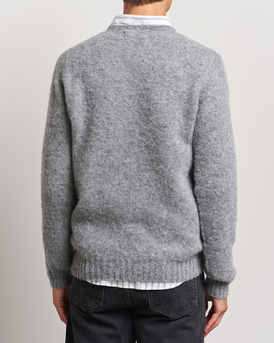 Heren | Truien | Harley Of Scotland | Brushed Supersoft Lambswool Crewneck Medium Grey