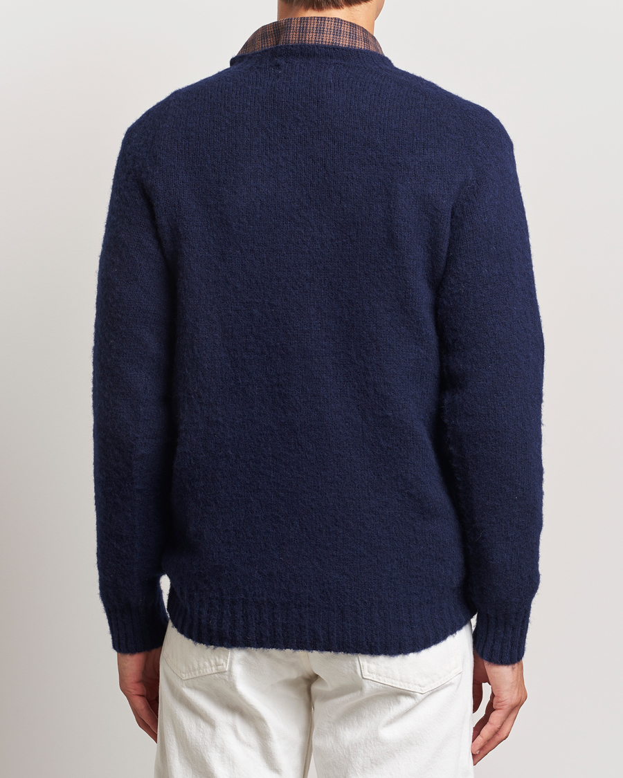 Heren | Truien | Harley Of Scotland | Brushed Supersoft Lambswool Crewneck Navy