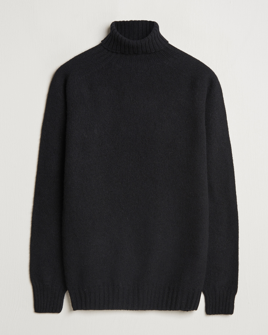 Heren | Truien | Harley Of Scotland | Supersoft Lambswool Rollneck Black