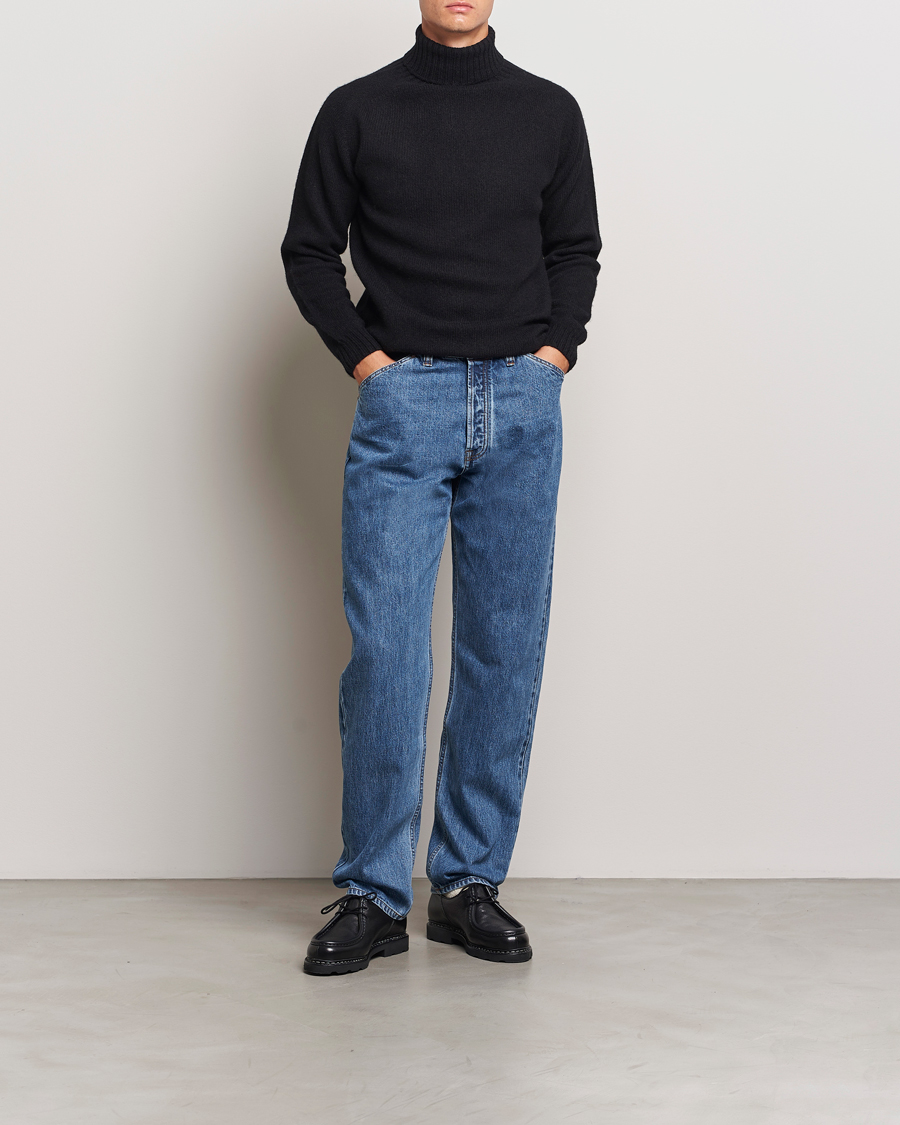 Heren | Truien | Harley Of Scotland | Supersoft Lambswool Rollneck Black