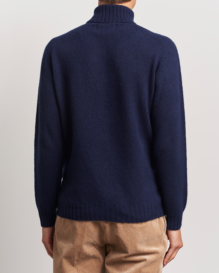 Heren | Truien | Harley Of Scotland | Supersoft Lambswool Rollneck Navy