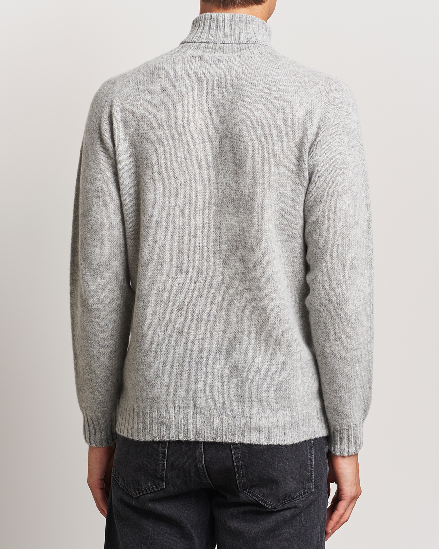 Heren | Truien | Harley Of Scotland | Supersoft Lambswool Rollneck Silver Grey