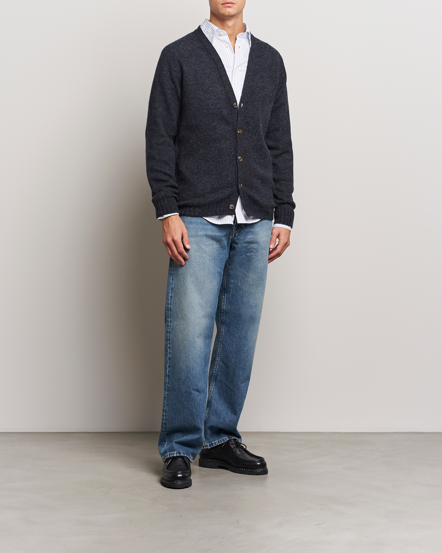 Heren | Truien | Harley Of Scotland | Supersoft Lambswool Cardigan Charcoal