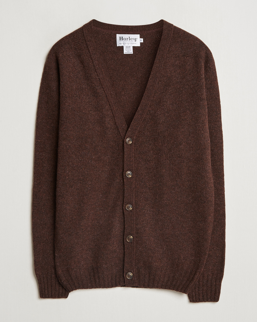 Heren | Truien | Harley Of Scotland | Supersoft Lambswool Cardigan Coffee