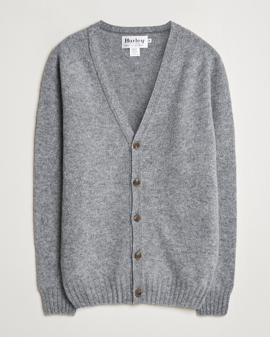 Heren | Truien | Harley Of Scotland | Supersoft Lambswool Cardigan Medium Grey