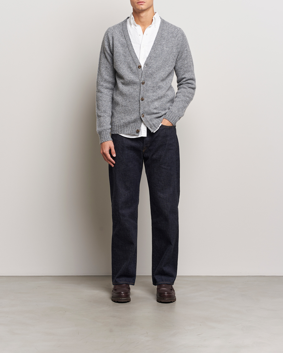 Heren | Truien | Harley Of Scotland | Supersoft Lambswool Cardigan Medium Grey