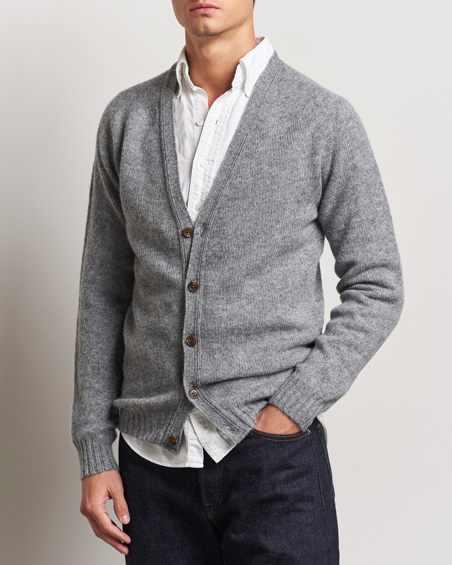 Heren | Truien | Harley Of Scotland | Supersoft Lambswool Cardigan Medium Grey