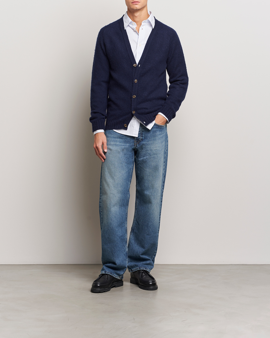 Heren | Truien | Harley Of Scotland | Supersoft Lambswool Cardigan Navy