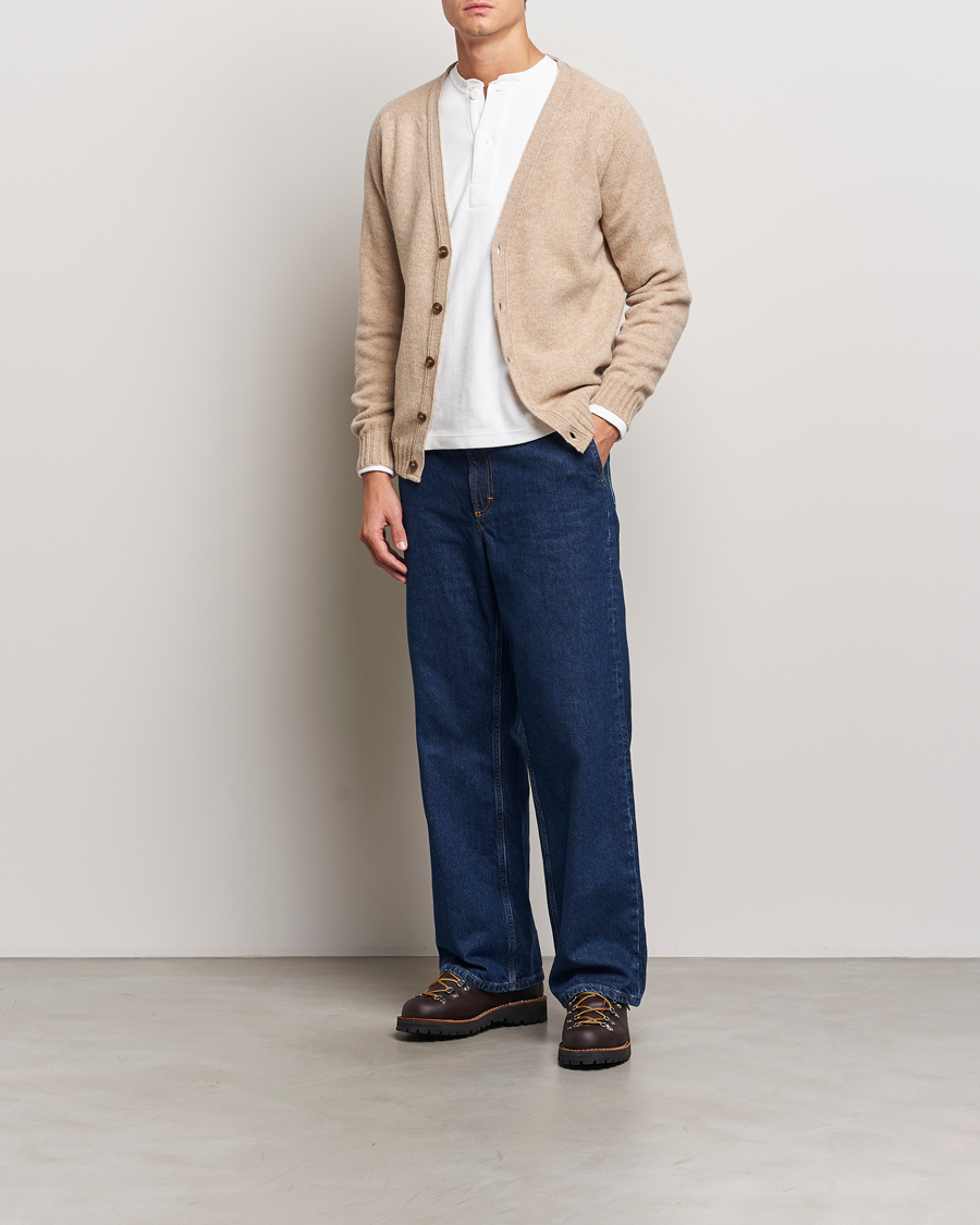 Heren | Truien | Harley Of Scotland | Supersoft Lambswool Cardigan Oatmilk