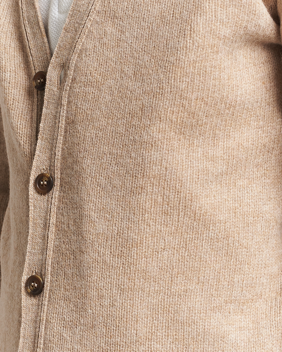 Heren | Truien | Harley Of Scotland | Supersoft Lambswool Cardigan Oatmilk