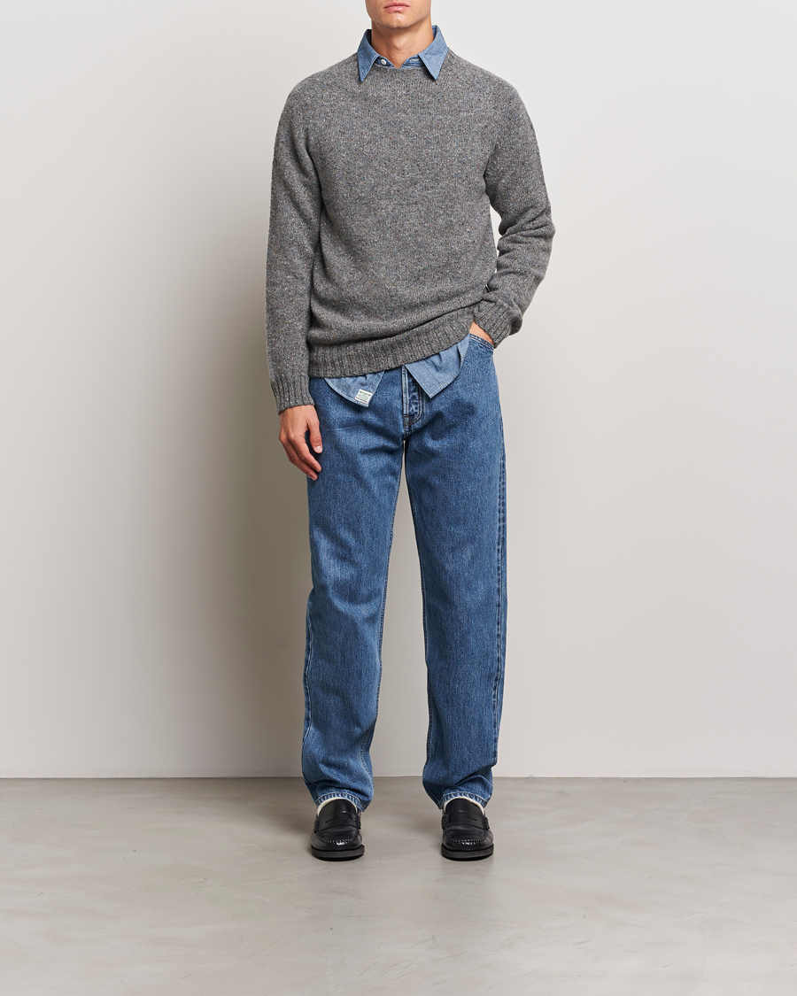 Heren | Truien | Harley Of Scotland | Donegal Wool Crewneck Grey