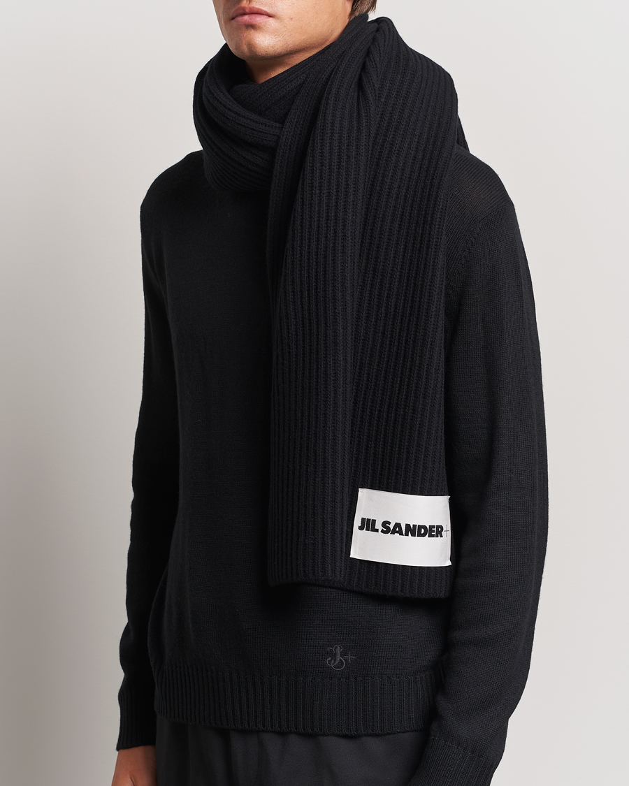 Heren | Jil Sander Merino Wool Rib Scarf Black | Jil Sander | Merino Wool Rib Scarf Black