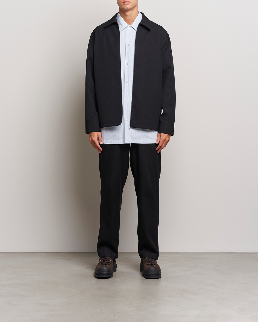 Heren | Overhemden | Jil Sander | Wool Gabardine Zip Shirt Black