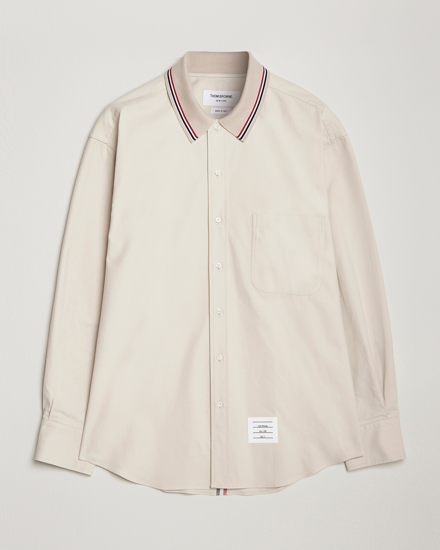 Heren | Overhemden | Thom Browne | Knit Collar Flannel Overshirt Off White