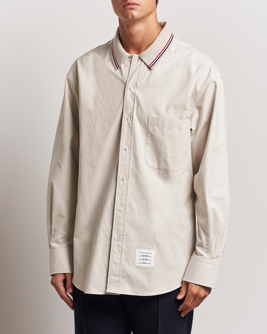 Heren | Overhemden | Thom Browne | Knit Collar Flannel Overshirt Off White