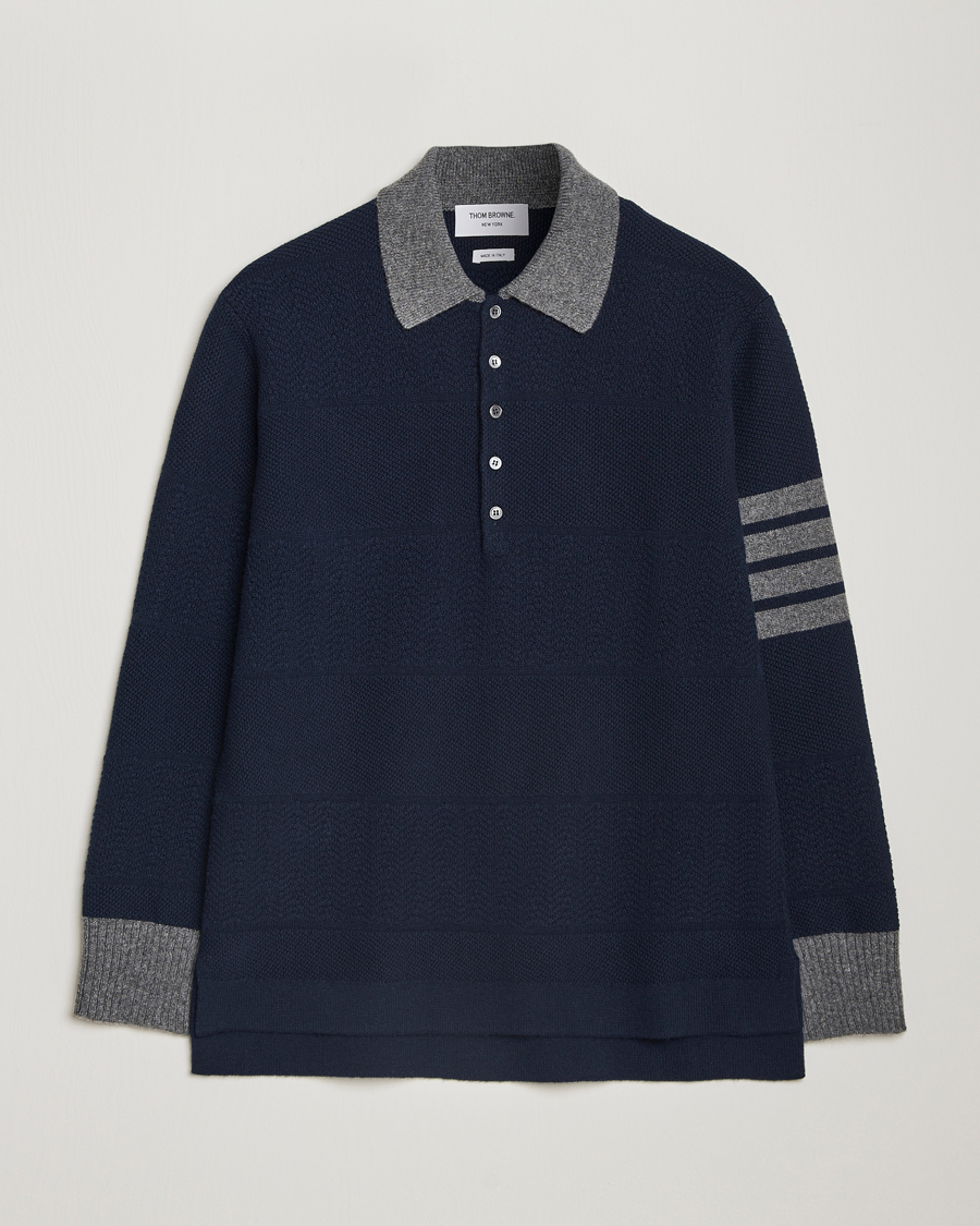 Heren | Truien | Thom Browne | Textured Wool Rugby Navy