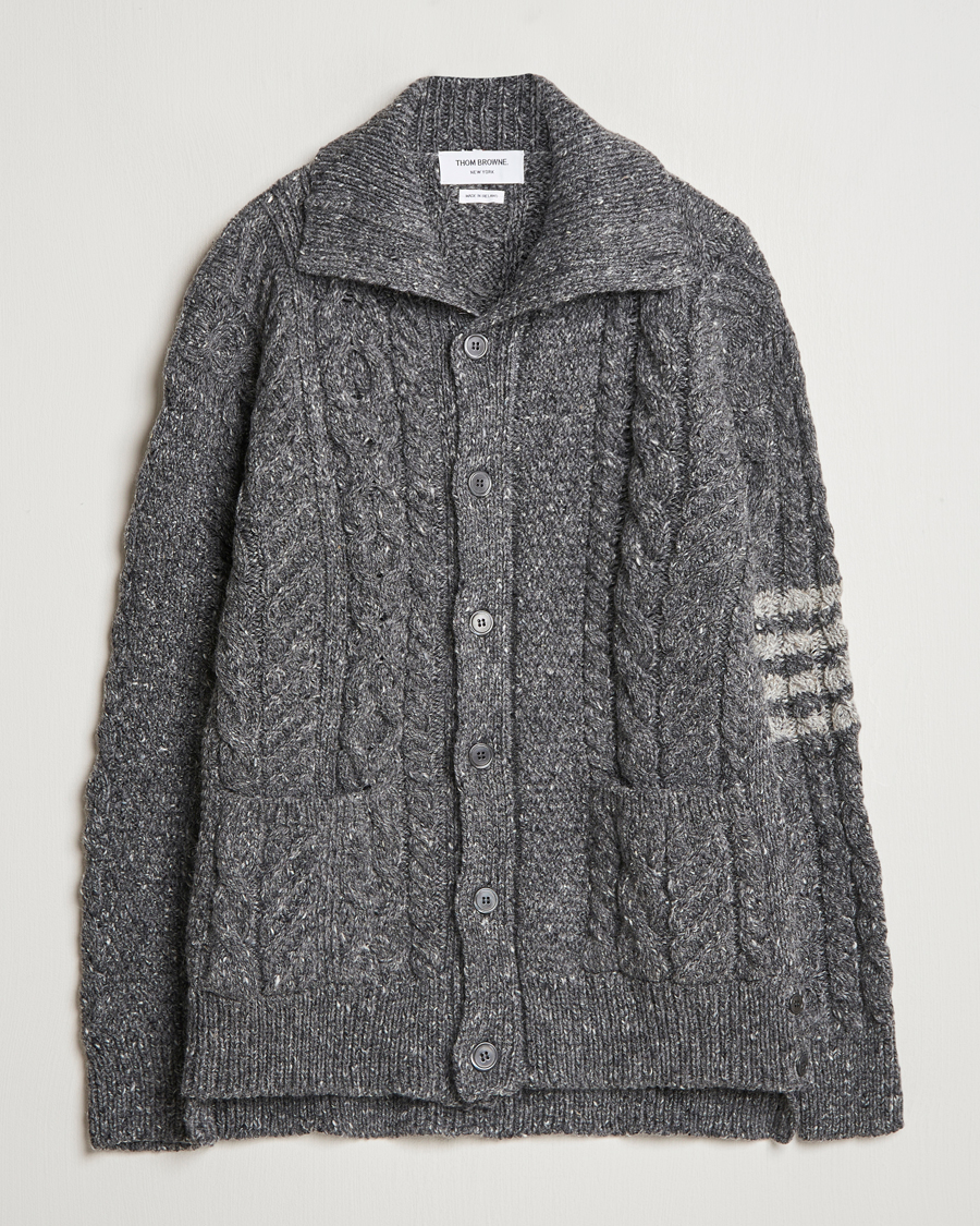 Heren | Truien | Thom Browne | Donegal Cable Cardigan Medium Grey