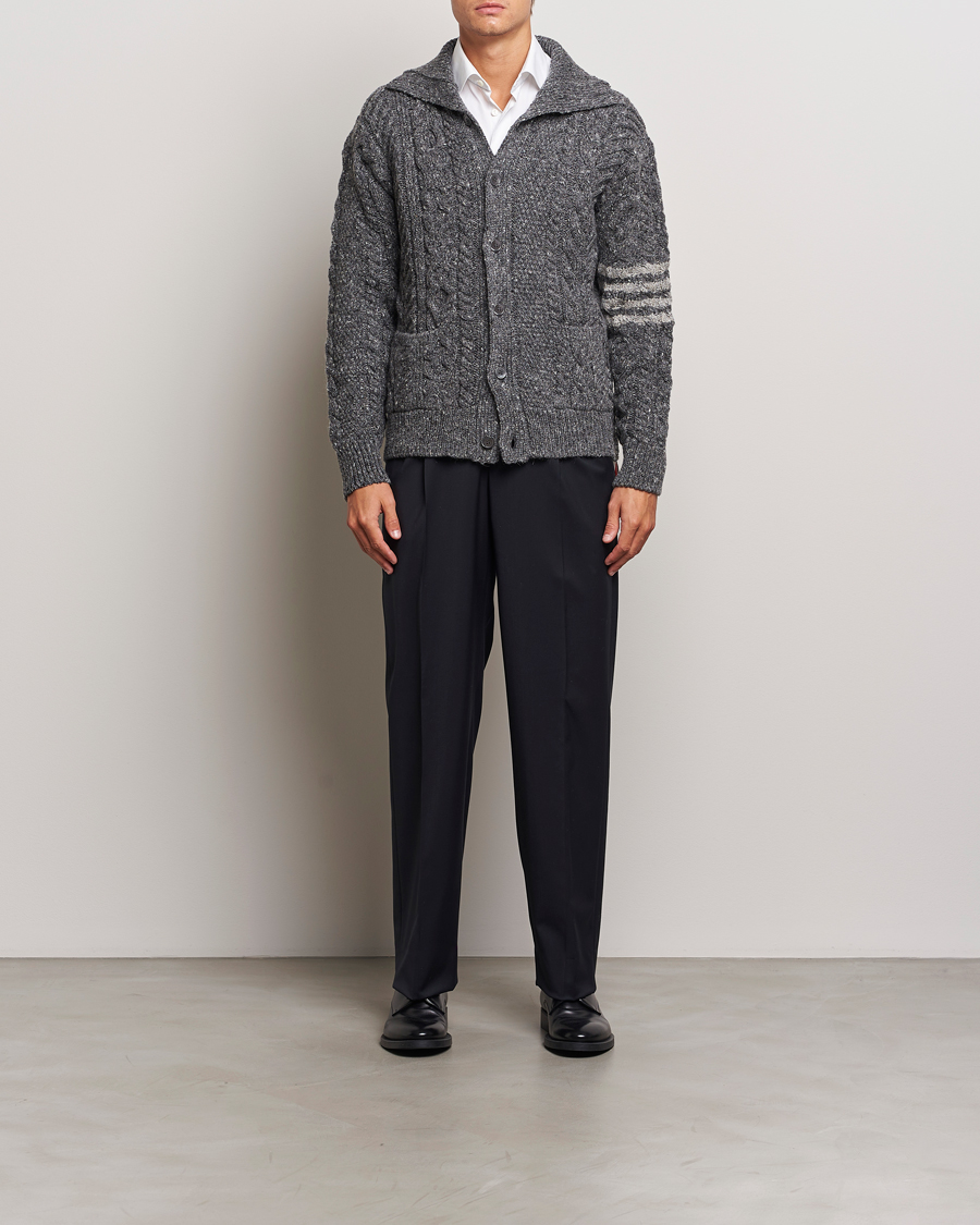 Heren | Truien | Thom Browne | Donegal Cable Cardigan Medium Grey