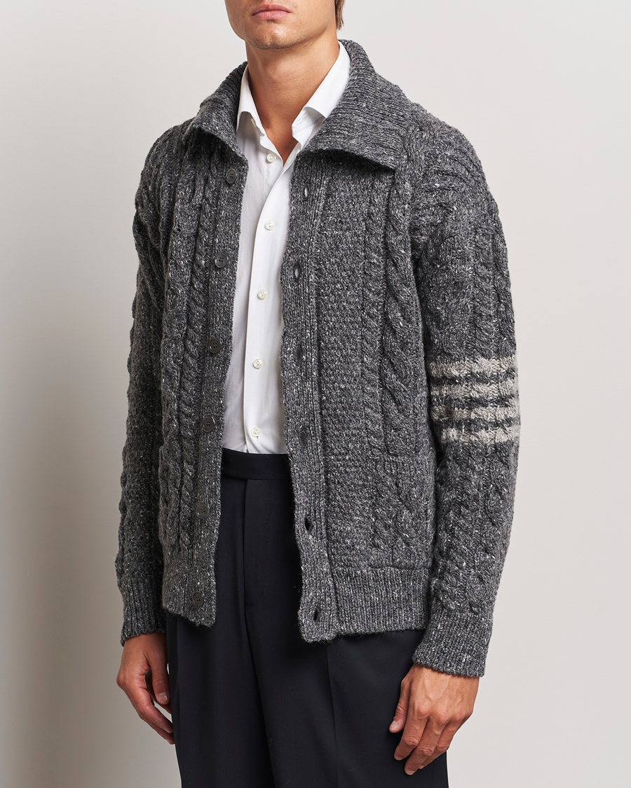 Heren | Truien | Thom Browne | Donegal Cable Cardigan Medium Grey