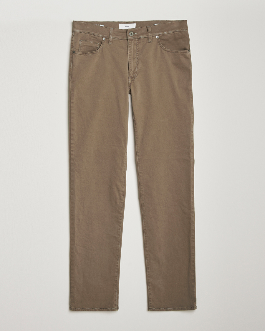 Heren | Broeken | Brax | Cadiz Cotton Satin 5-Pocket Pants Khaki