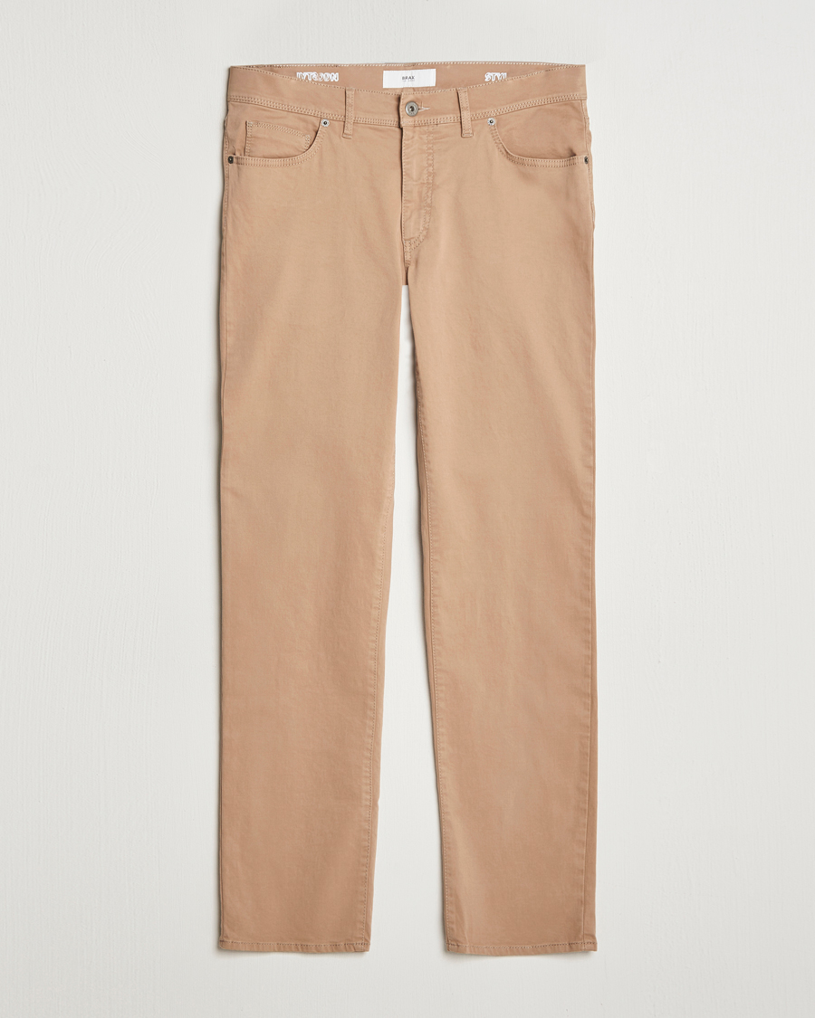 Heren | Broeken | Brax | Cadiz Cotton Satin 5-Pocket Pants Beige