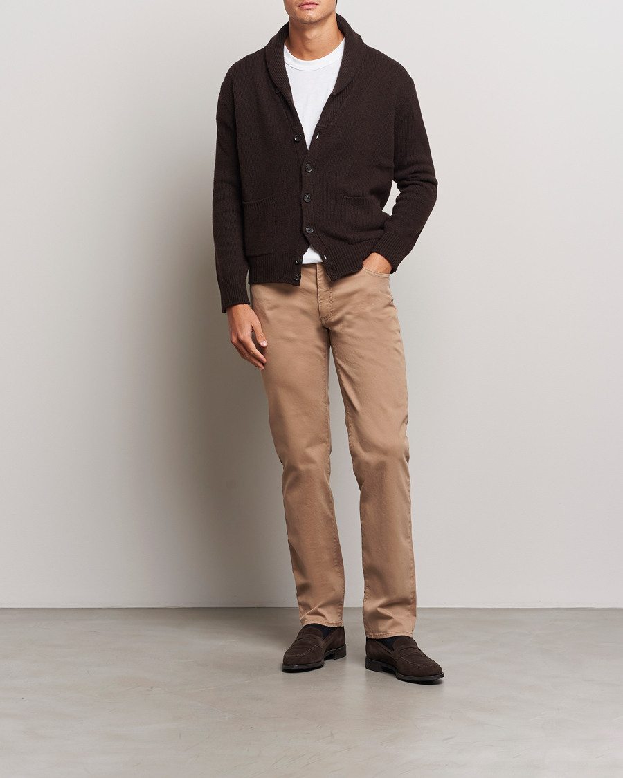 Heren | Broeken | Brax | Cadiz Cotton Satin 5-Pocket Pants Beige