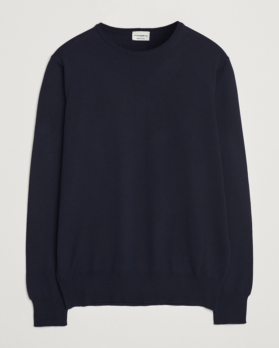Heren | Truien | Morgano | Extra Fine Merino Wool Crewneck Navy