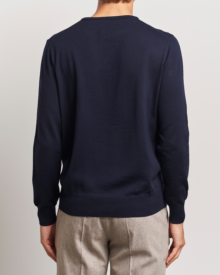 Heren | Truien | Morgano | Extra Fine Merino Wool Crewneck Navy