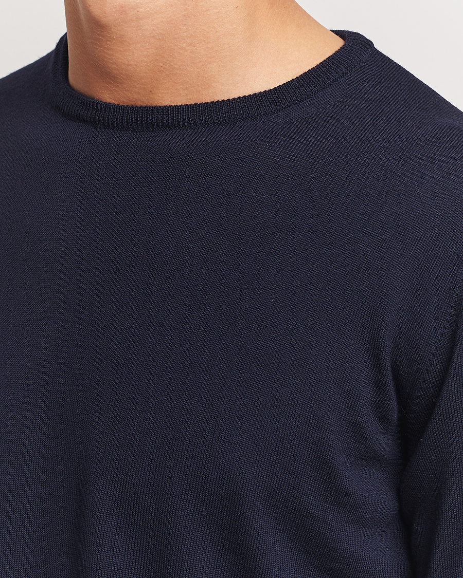 Heren | Truien | Morgano | Extra Fine Merino Wool Crewneck Navy