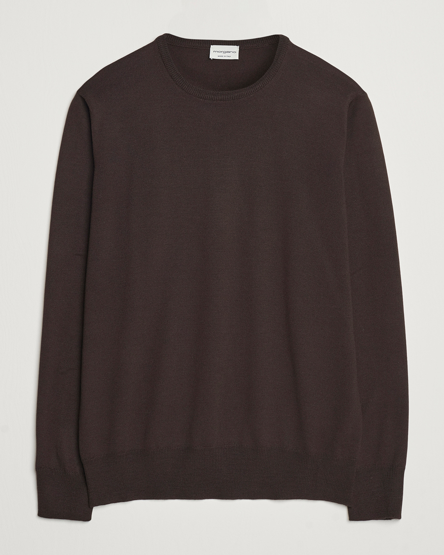 Heren | Truien | Morgano | Extra Fine Merino Wool Crewneck Dark Brown