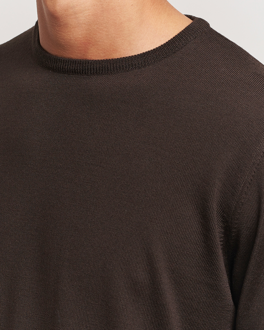 Heren | Truien | Morgano | Extra Fine Merino Wool Crewneck Dark Brown