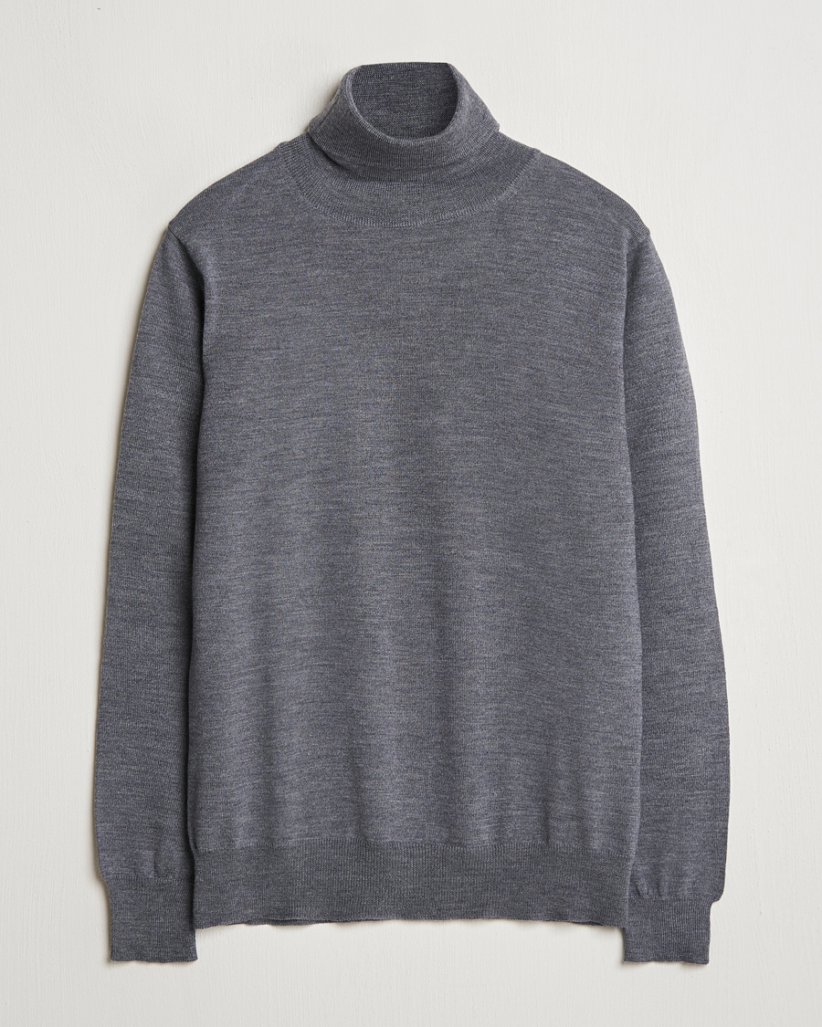 Heren | Truien | Morgano | Extra Fine Merino Wool Rollneck Mid Grey