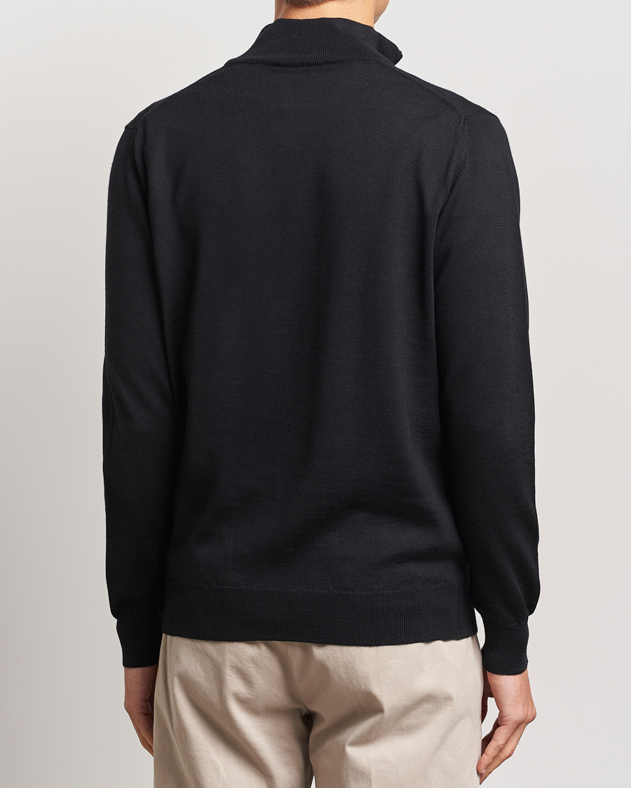 Heren | Truien | Morgano | Extra Fine Merino Wool Half-Zip Black