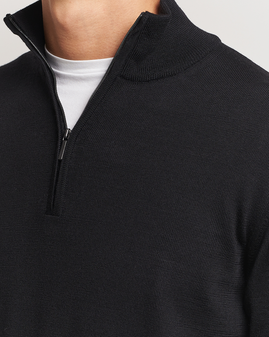 Heren | Truien | Morgano | Extra Fine Merino Wool Half-Zip Black