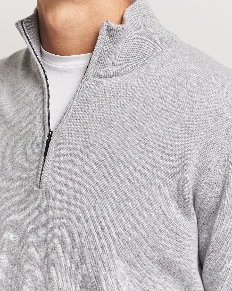 Heren | Truien | Morgano | Wool/Cashmere Half-Zip Mid Grey
