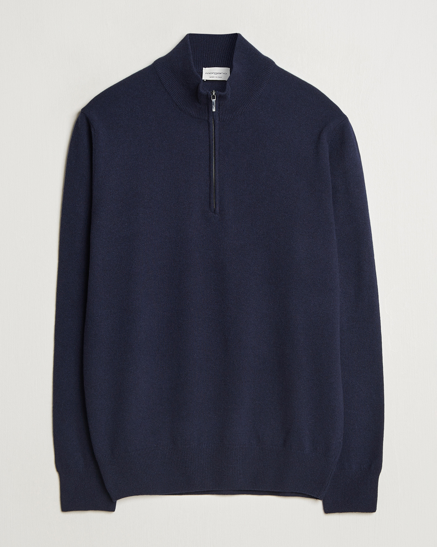 Heren | Truien | Morgano | Wool/Cashmere Half-Zip Navy
