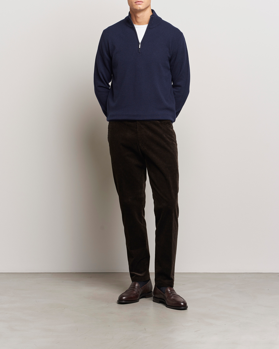 Heren | Truien | Morgano | Wool/Cashmere Half-Zip Navy