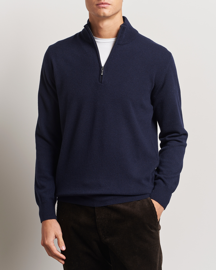 Heren | Truien | Morgano | Wool/Cashmere Half-Zip Navy