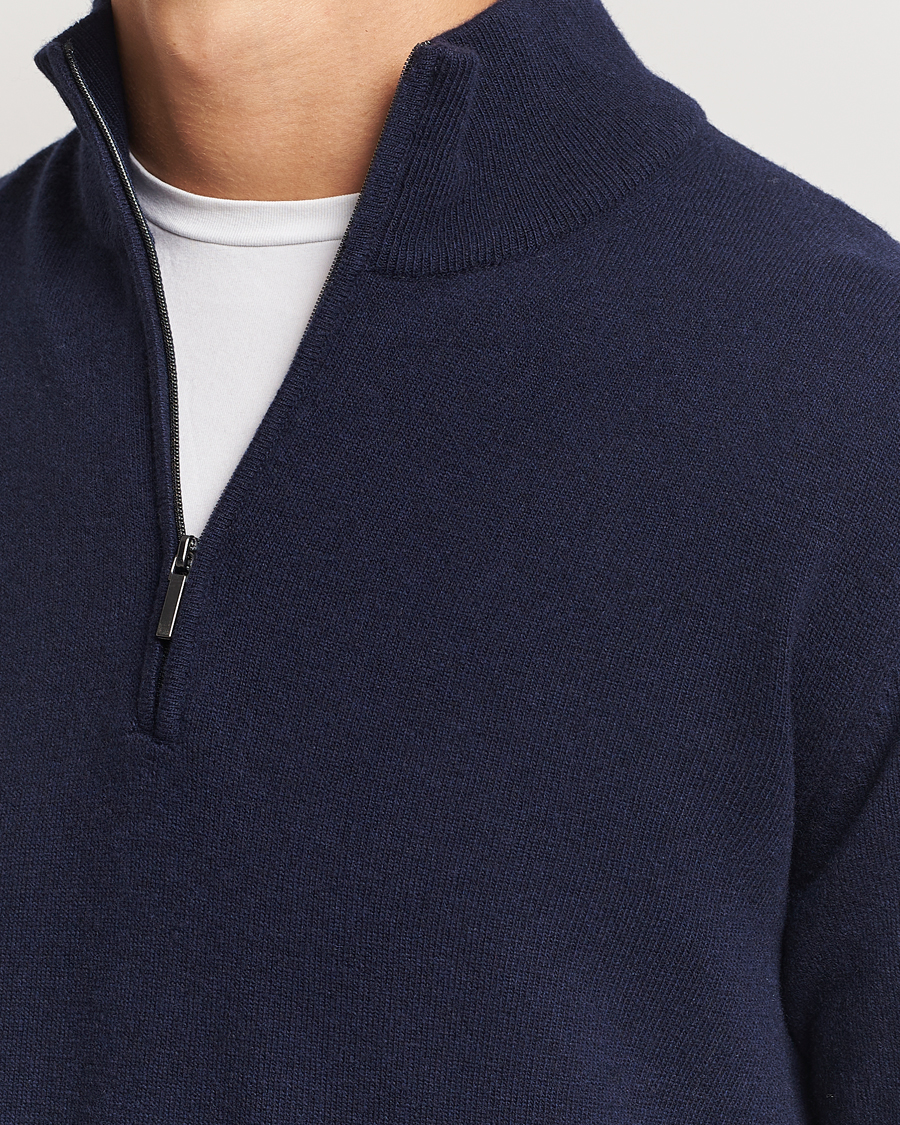 Heren | Truien | Morgano | Wool/Cashmere Half-Zip Navy