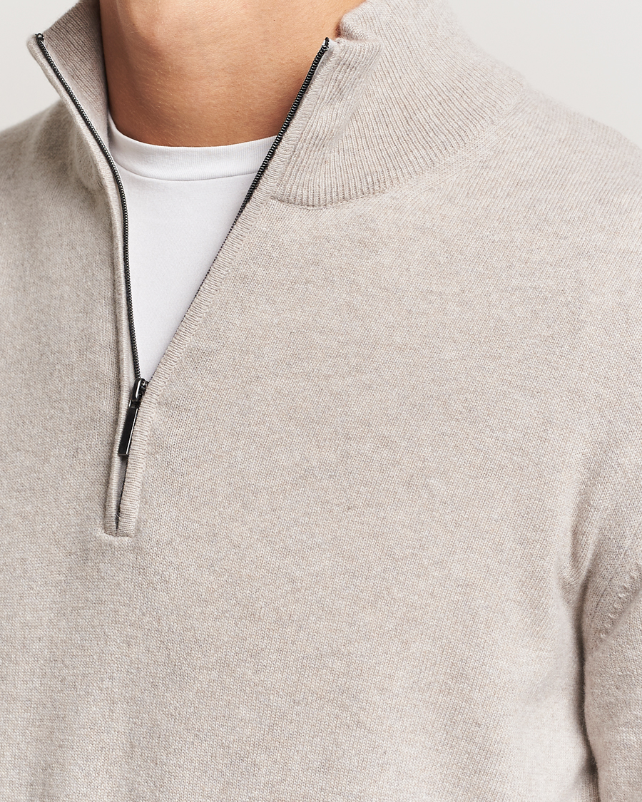 Heren | Truien | Morgano | Wool/Cashmere Half-Zip Beige