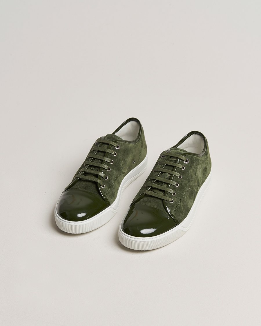 Herr | Skor | Lanvin | Patent Cap Toe Sneaker Olive