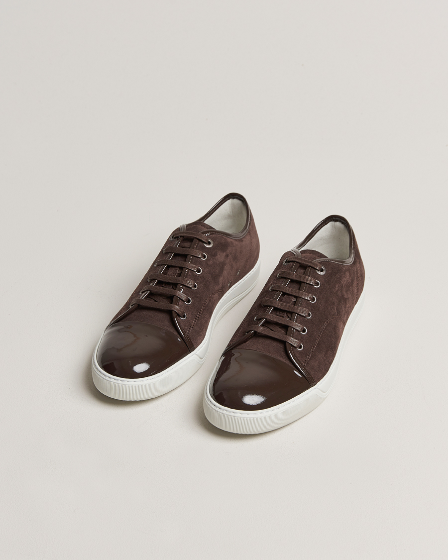 Heren |  | Lanvin | Patent Cap Toe Sneaker Dark Brown
