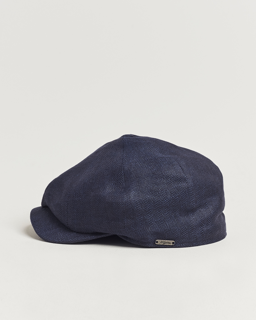 Heren | Hoeden en petten | Wigéns | Newsboy Classic Linen Herringbone Cap Navy