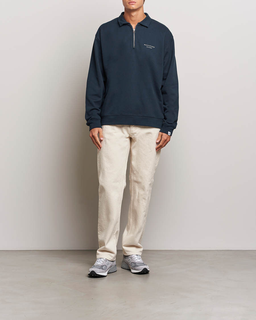 Heren | Truien | Mackintosh | Rain Shine Zip Sweatshirt Navy