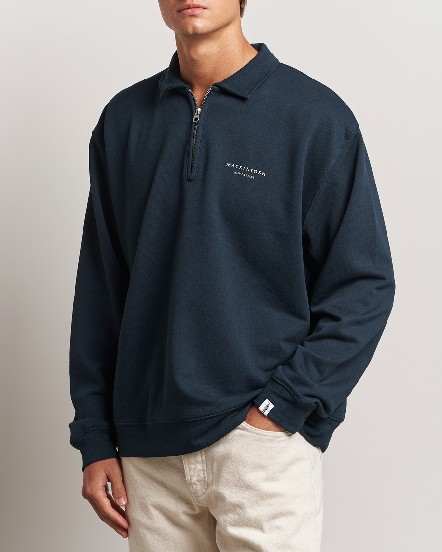 Heren | Truien | Mackintosh | Rain Shine Zip Sweatshirt Navy