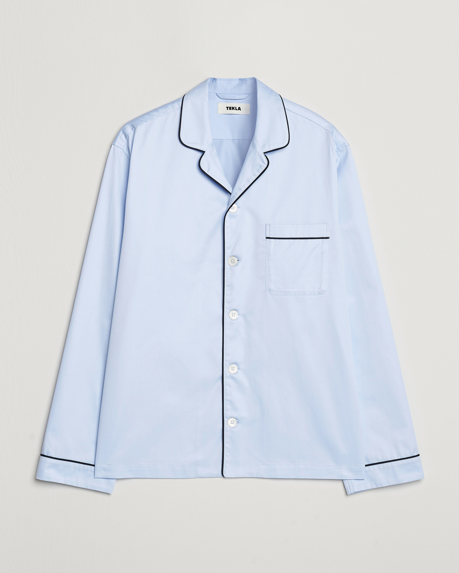 Heren | Pyjama's en gewaden | Tekla | Sateen Pyjama Shirt Bellhop Blue