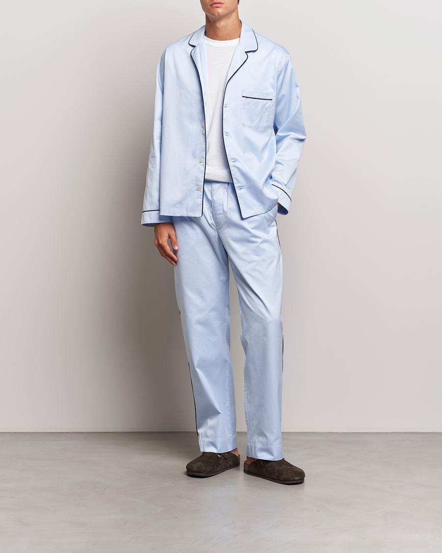 Heren | Pyjama's en gewaden | Tekla | Sateen Pyjama Shirt Bellhop Blue