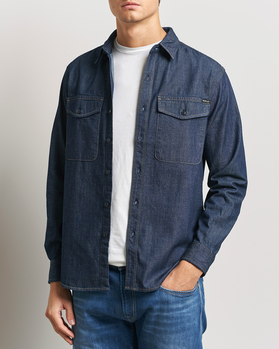 Heren | Overhemden | Replay | Denim Shirt Dark Blue